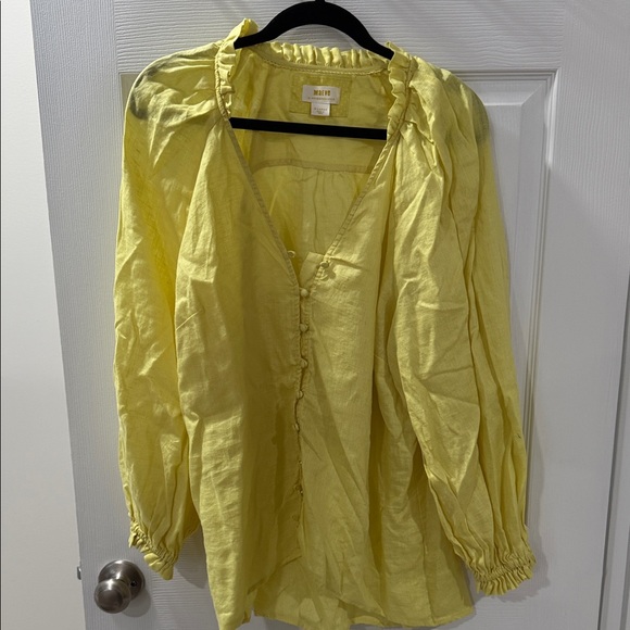 Maeve Tops - Maeve Bright Yellow Ruffled Blouse